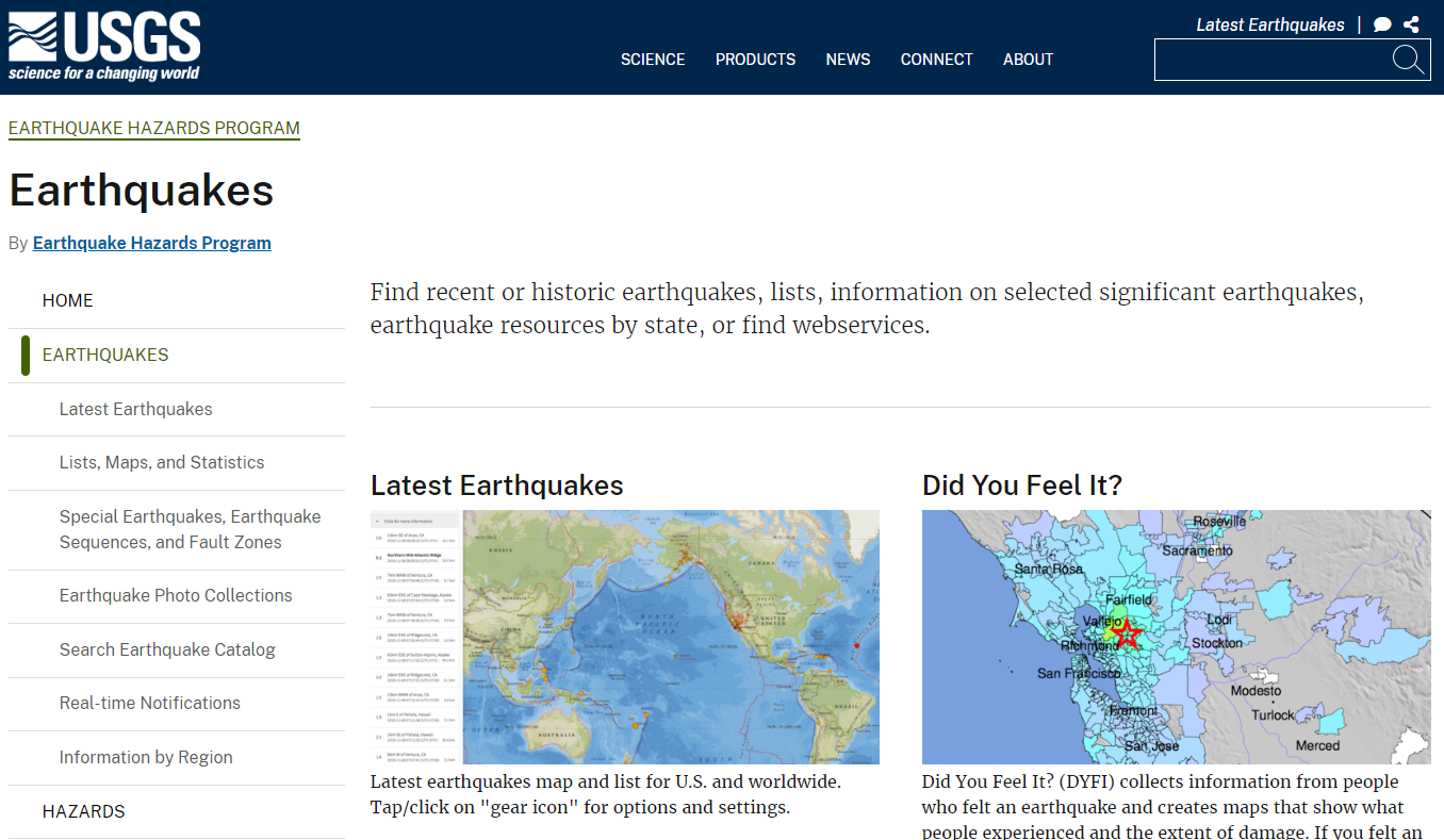 usgs earthquakes free